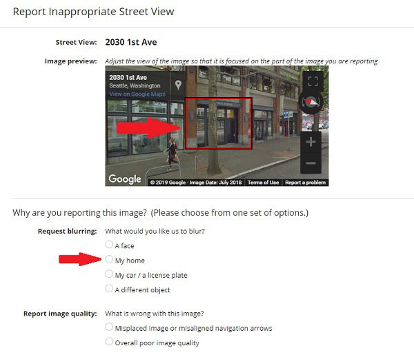 blur my house on google street view