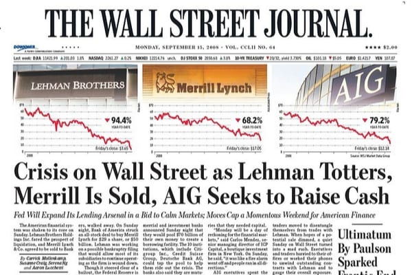 wall street journal sept 15 2008 investing lessons financial crisis