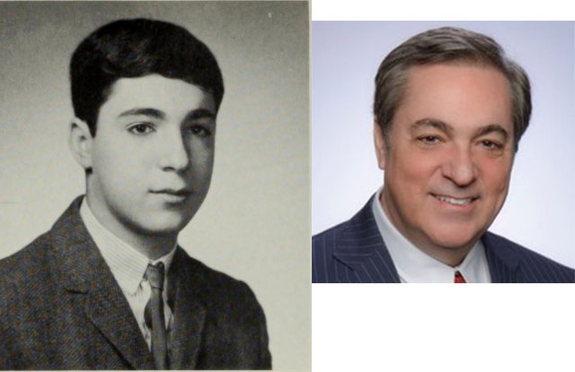 Portraits of Dan Eramian as a high school senior in 1966 and today