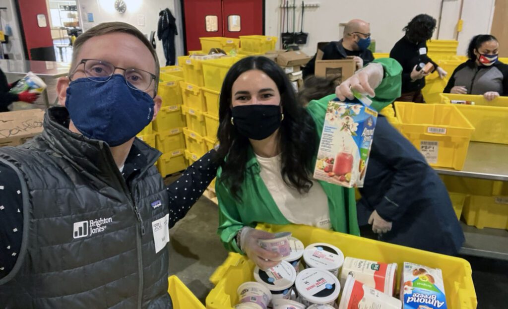 Two volunteers at the Seattle Food Bank